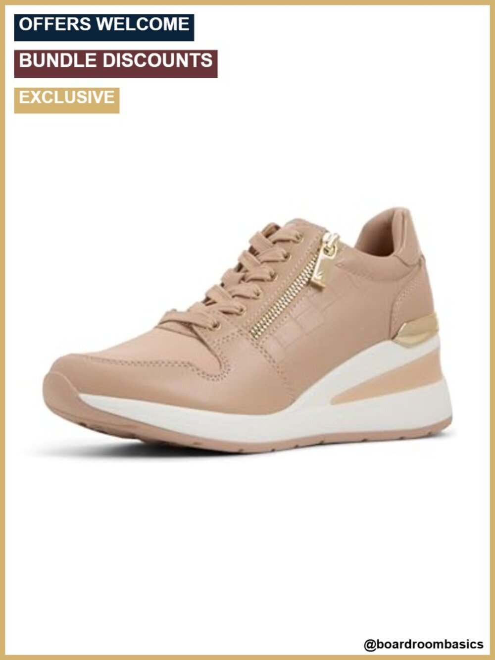 Women's Fashion Sneakers with Wedge Heel and Lace-Up Closure